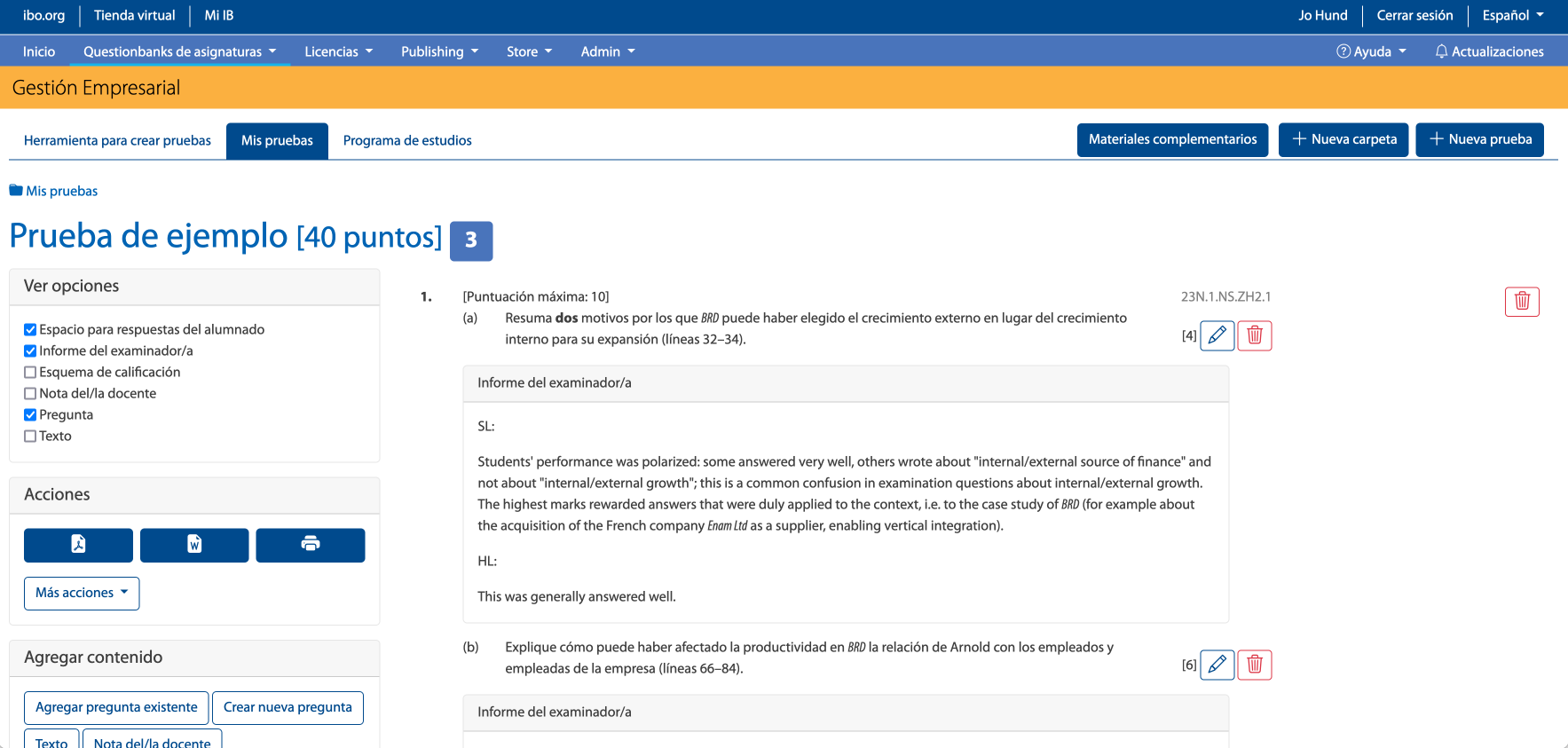 Captura de pantalla de mi página de pruebas